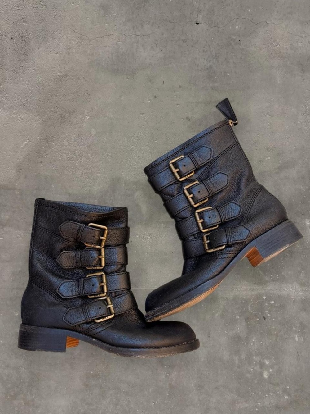 Marc By Marc Jacobs Black Leather Multi-Buckle Ankle Boots